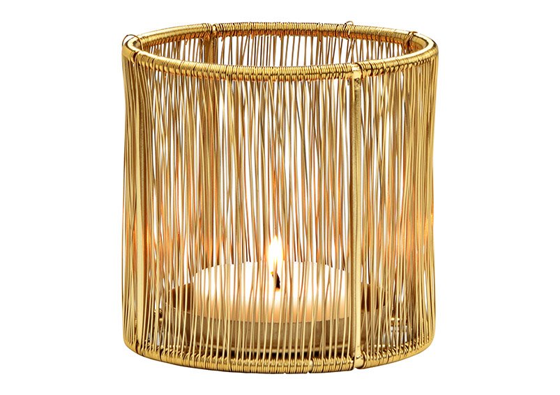 Windlicht, Kerzenhalter aus Metall Gold (B/H/T) 10x10x10cm