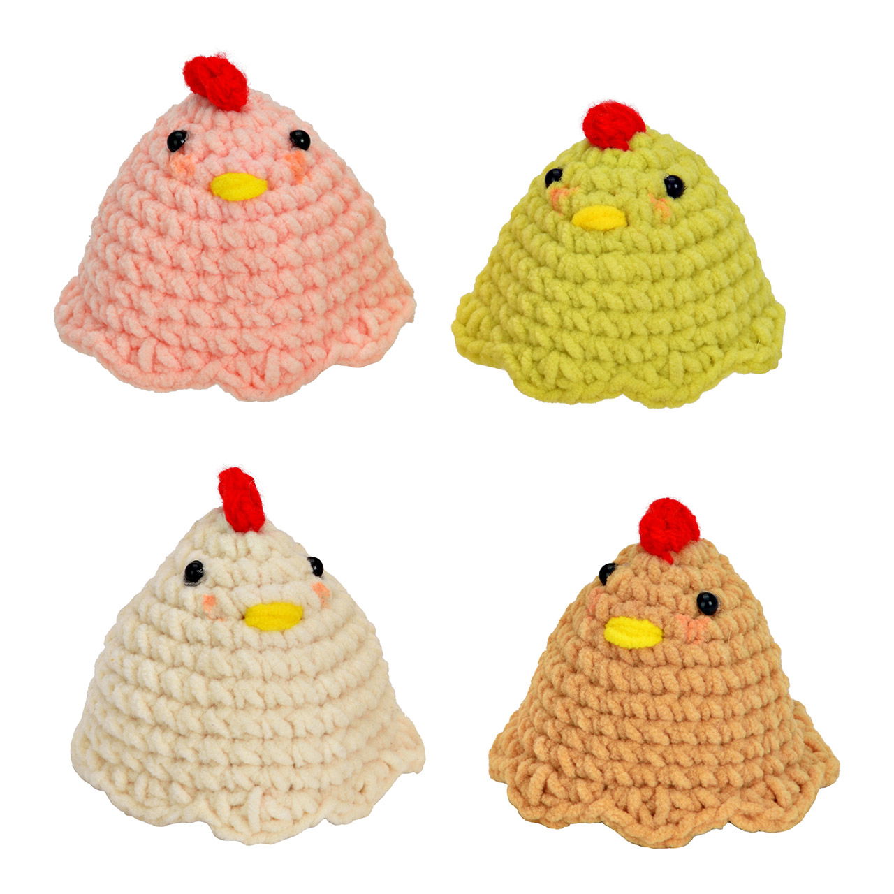 Chauffe-œufs en textile, 4 compartiments, blanc/marron/rose/vert (L/H/P) 6x5x6cm Bekleidung, Hut, Mütze