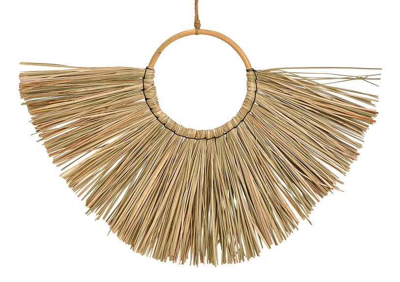 Wall hanger made of seagrass, natural metal (w / h / d) 54x35x1cm