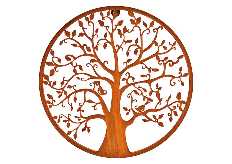 Wandhänger Baum, rostig Finish, aus Metall Braun Ø38cm