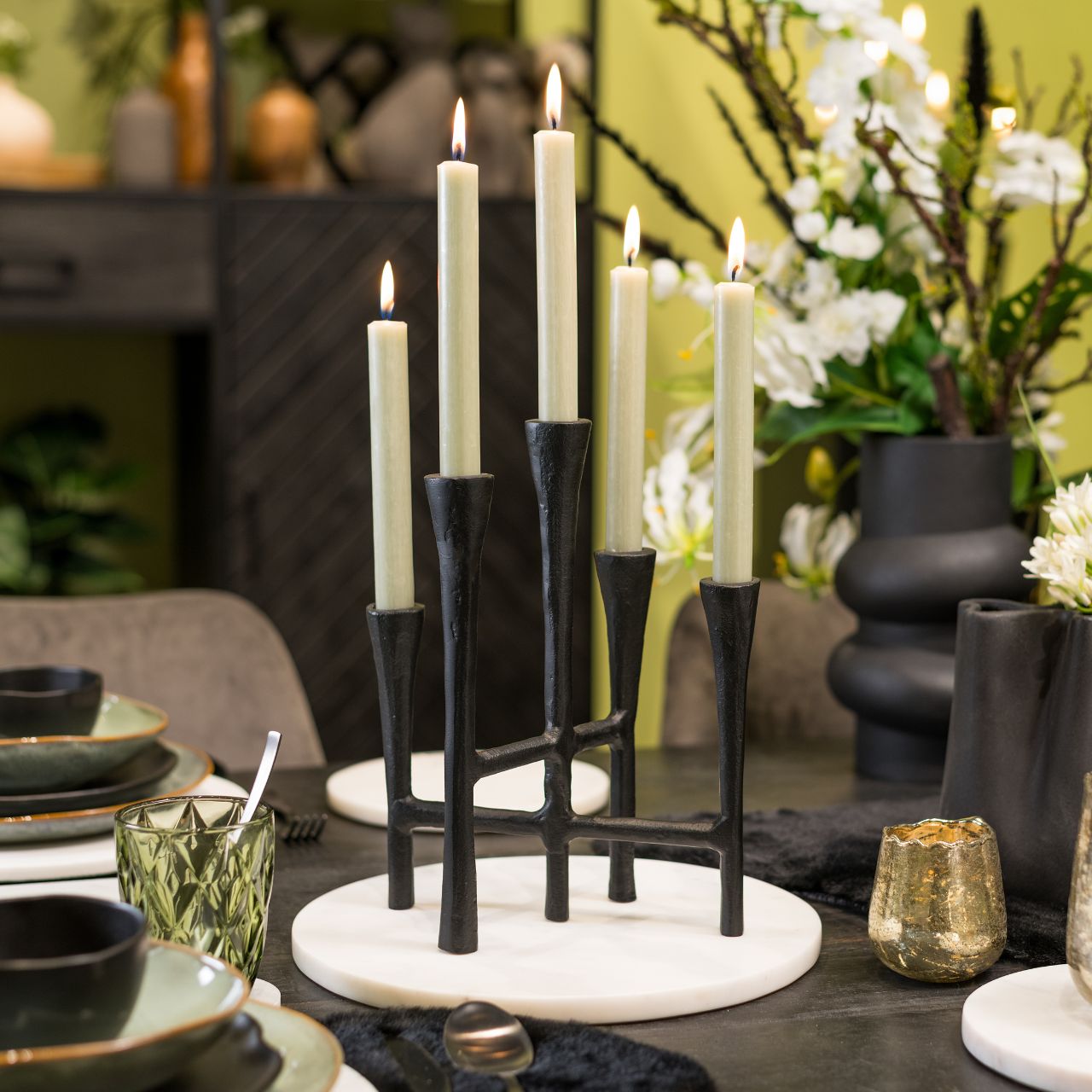 Juego de 2 velas LED, de cera blanca (A/A/A) 2x24x2cm funcionamiento con pilas 2xAA no incluidas Kerze, Kerzenständer, Festival, Chanukka Menora