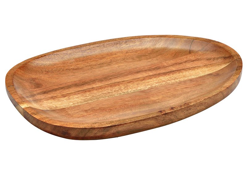 Coupe ovale en bois d'acacia naturel (L/H/P) 25x2x17cm