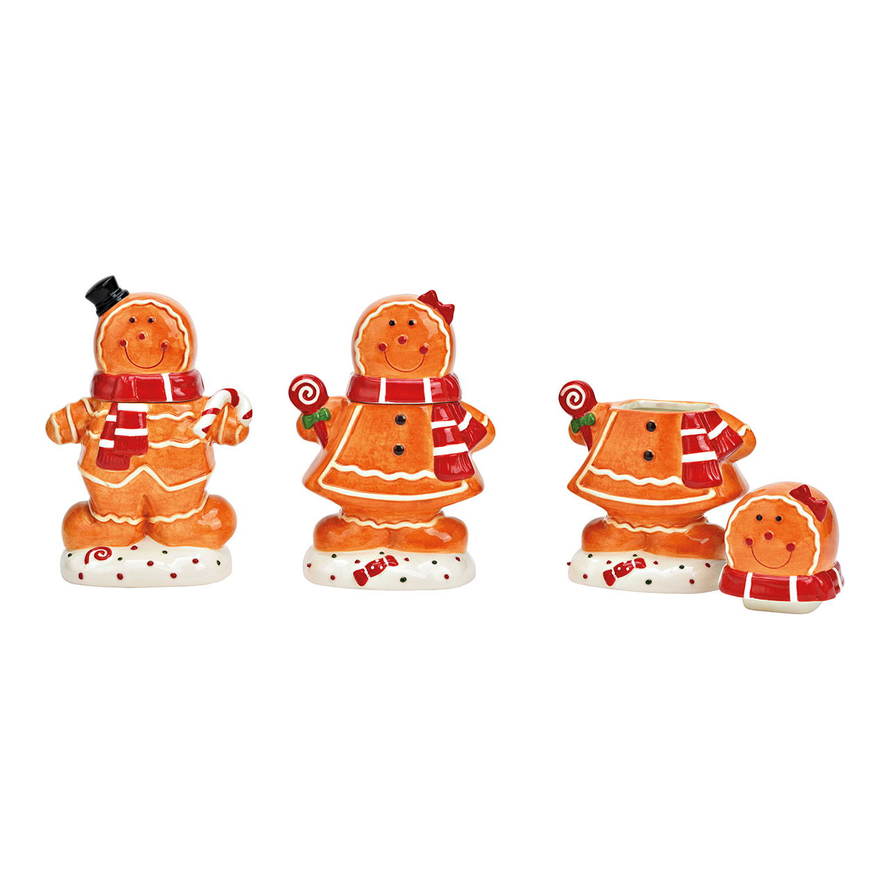 Tin gingerbread figure ceramic colorful 2-fold, (W/H/D) 14x21x9cm