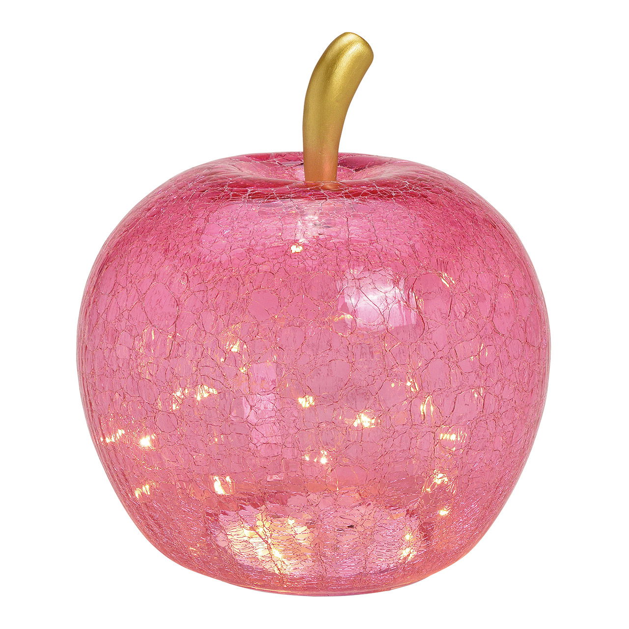 Manzana con 40 LED, con temporizador, de vidrio Rosa/Rosa (A/H/D) 27x30x27cm