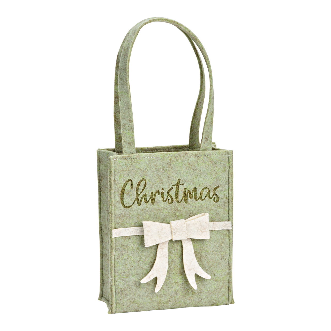 Kersttas van vilt groen (B/H/D) 14x36x7cm