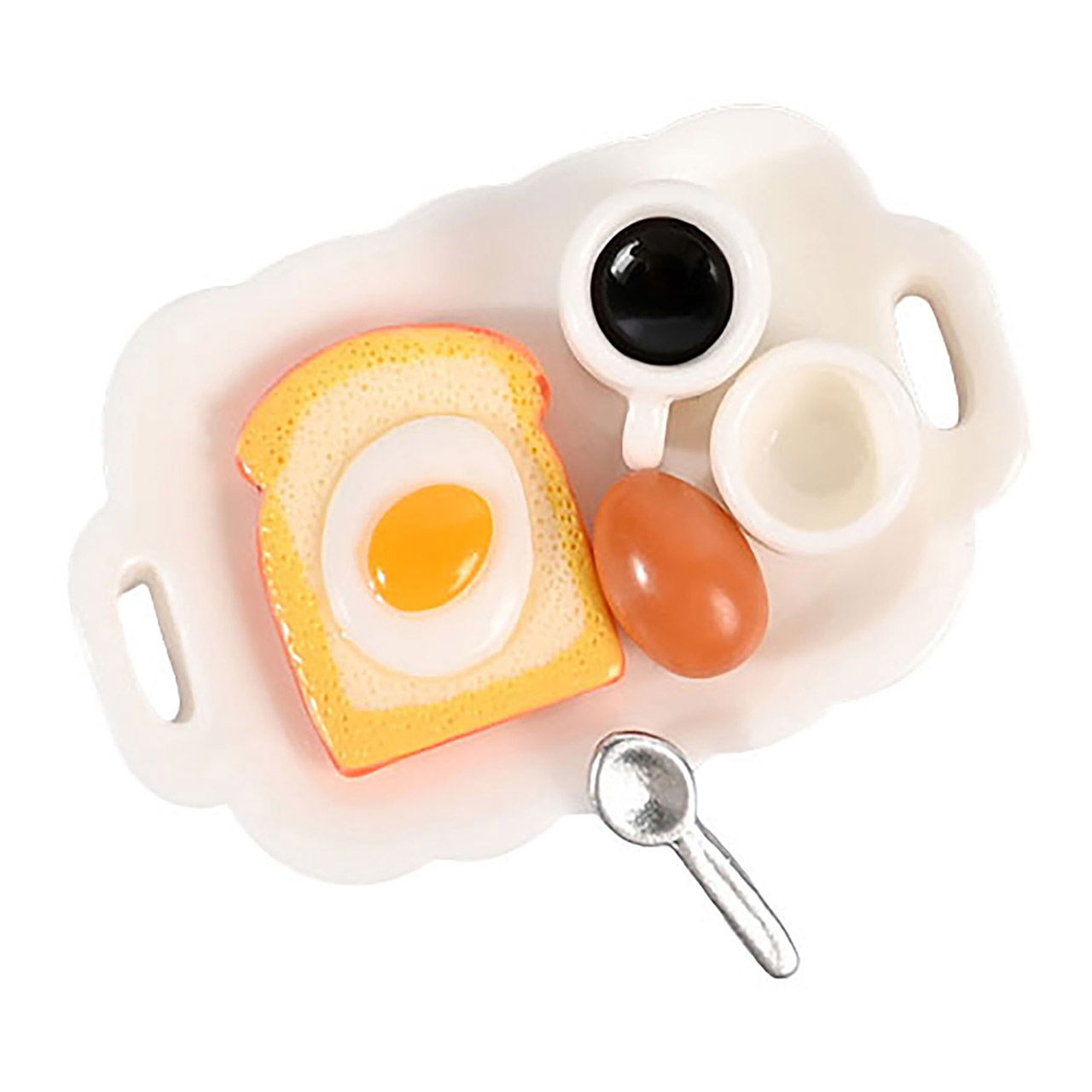 Porte lutin Accessoire d'affichage Set petit déjeuner en poly, Blanc/Jaune (L/P) 5x3cm