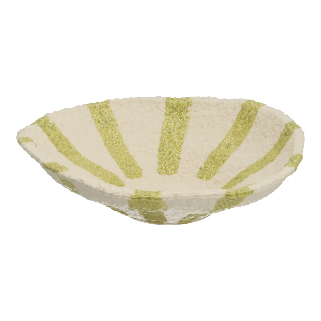 Deko Teller gestreift aus Keramik Grün (B/H/T) 26x7x23cm Schale, Muschelschale, Porzellan, grüne Muster, handgefertigt
