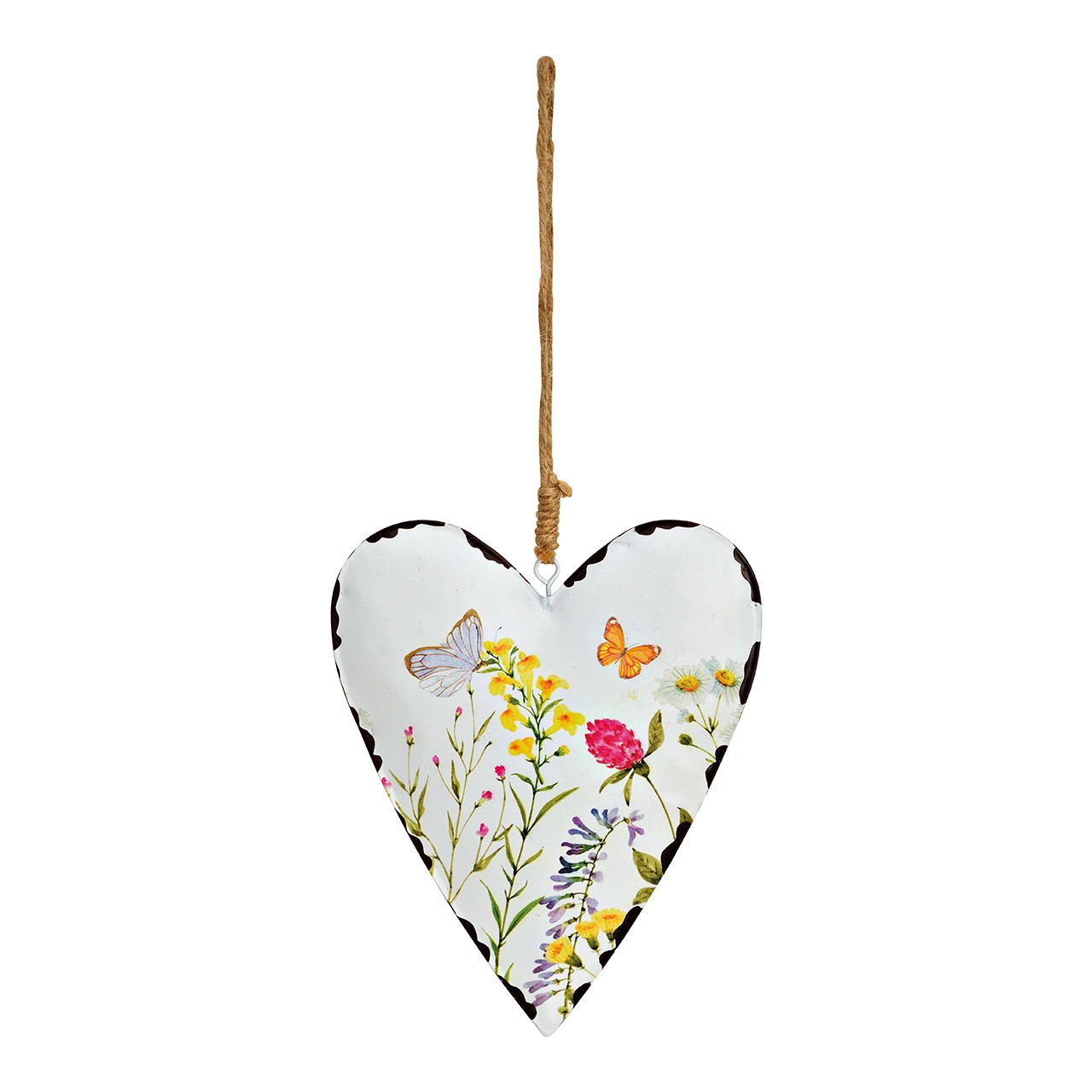 Hanger hart met bloemdecoratie van wit metaal (B/H/D) 13x16x2cm Hanger hart met bloemdecoratie van wit metaal (B/H/D) 13x16x2cm