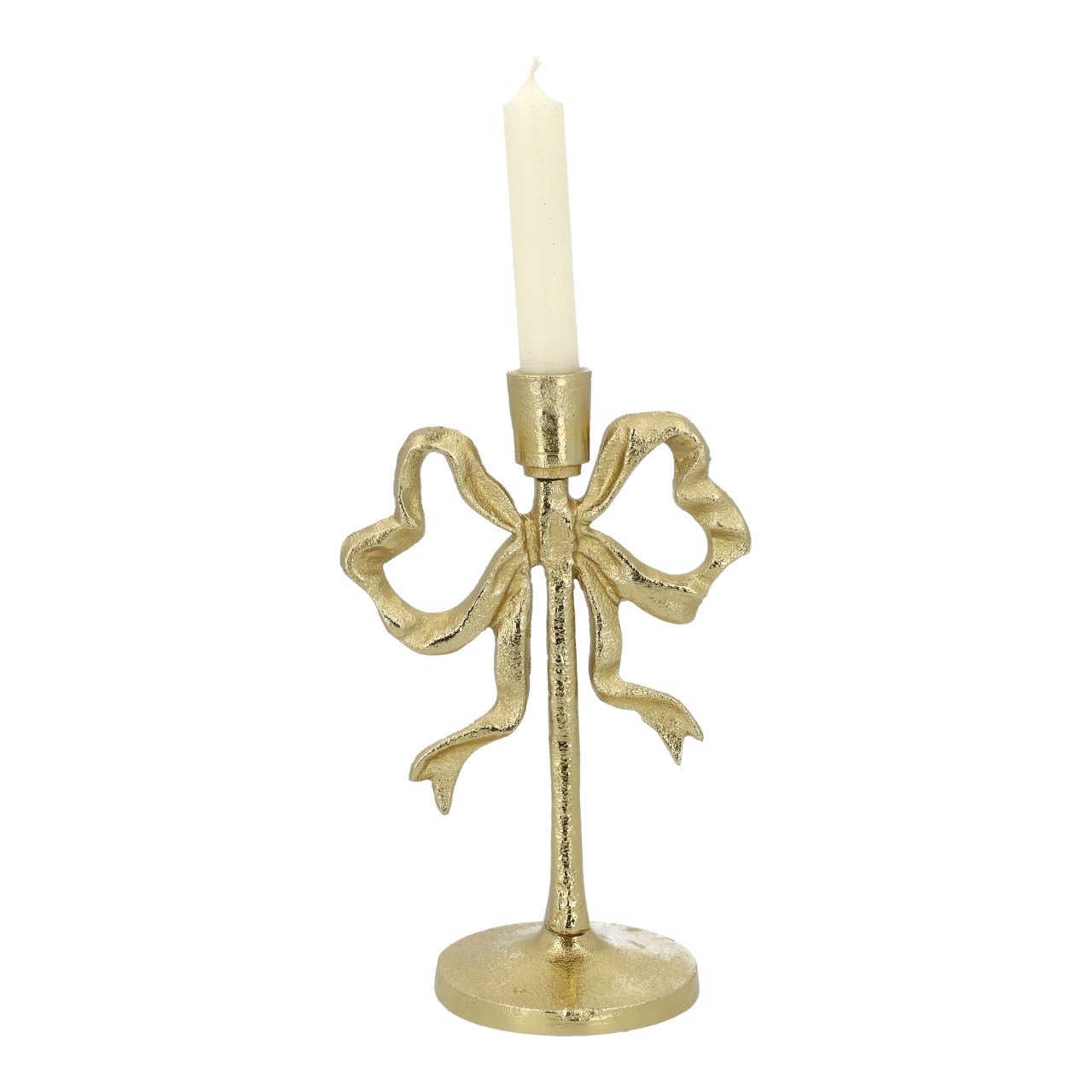 Kerzenhalter Schleife aus Metall Gold (B/H/T) 15x23x10cm Kerze, Kerzenständer