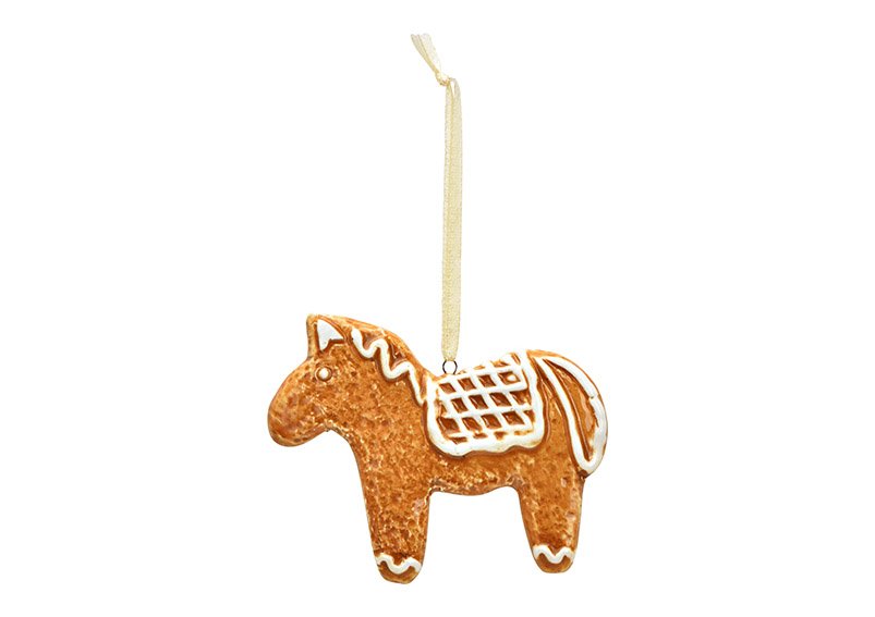 Hanger gingerbread horse made of porcelain brown (W/H/D) 87x8x1cm