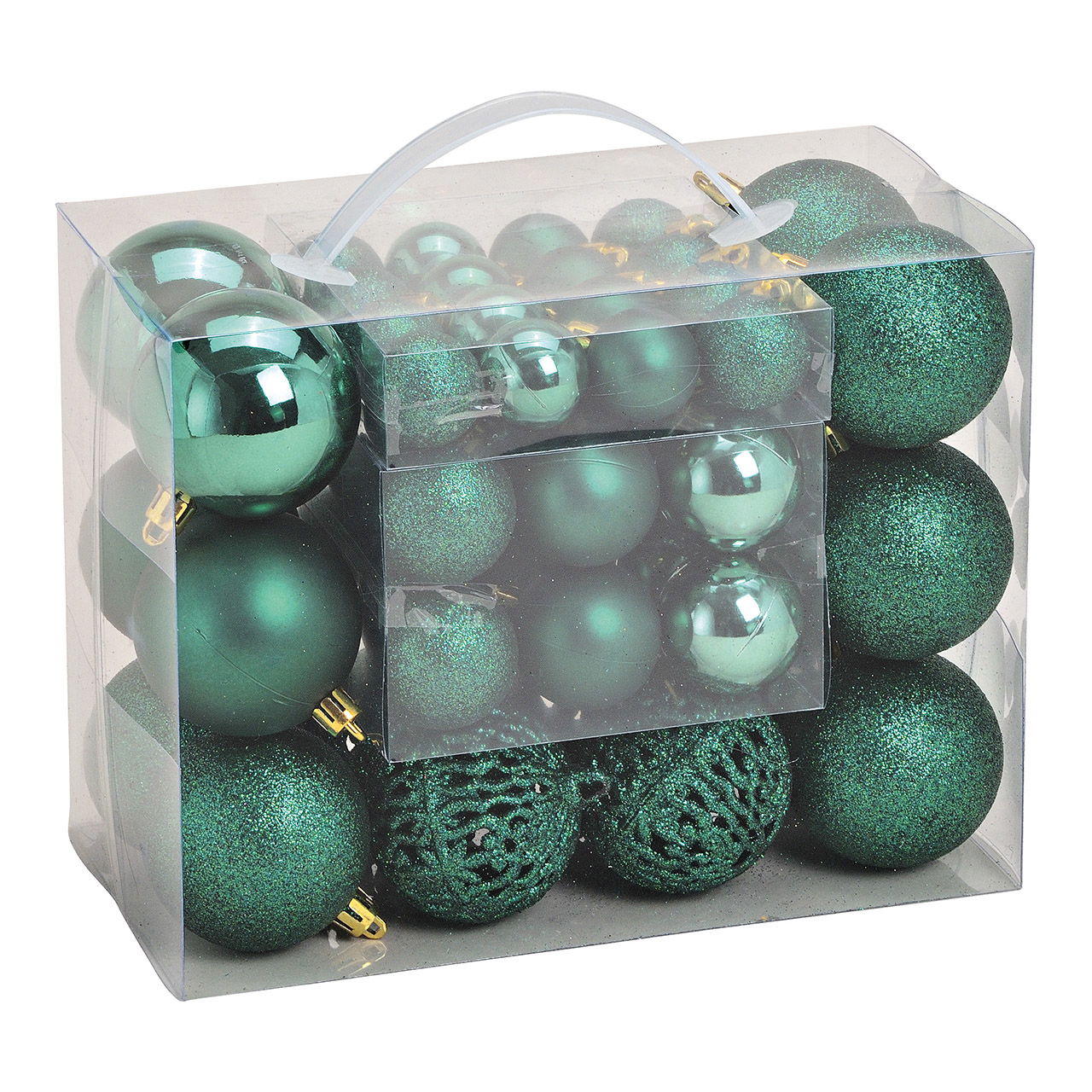 Set di palline di Natale in plastica verde Set di 50 (c/h/d) 23x18x12cm Ø 3/4/6cm