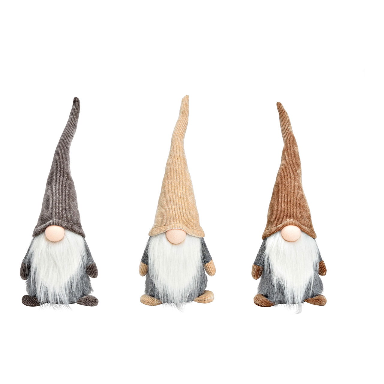 Gnome made of textile brown, beige, gray 3-fold, (W/H/D) 12x35x10cm