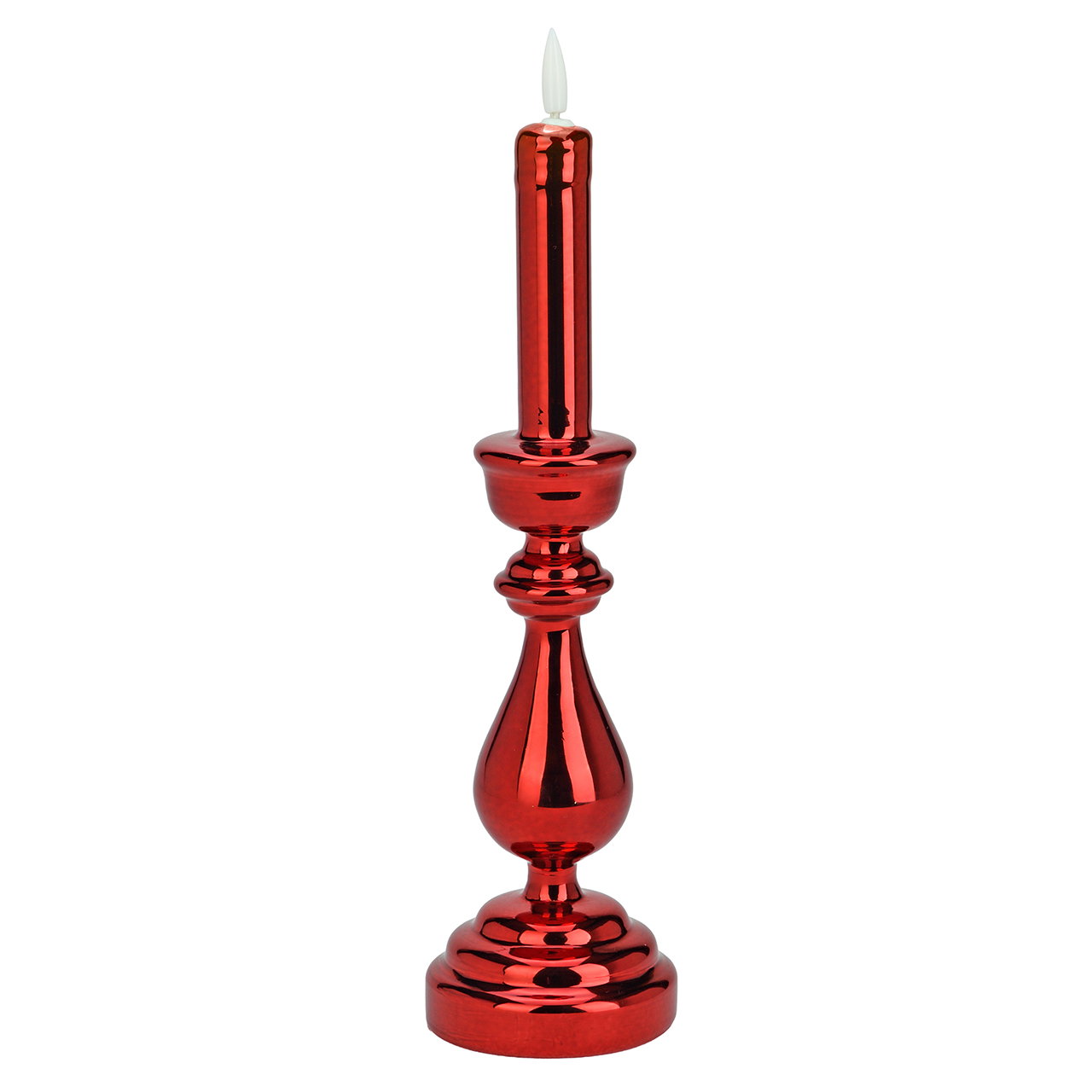 LED Kerzen aus Glas Rot (B/H/T) 8x32x8cm exkl.3xAAA Kandelaber, Kerzenständer, Rot, Glänzend, einzeln