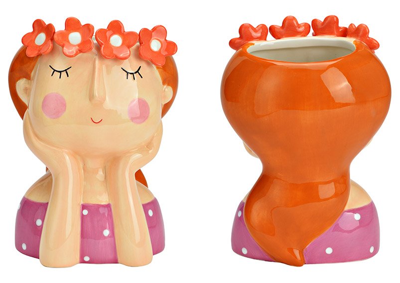 Vase flower girl ceramic colorful (W/H/D) 14x20x12cm