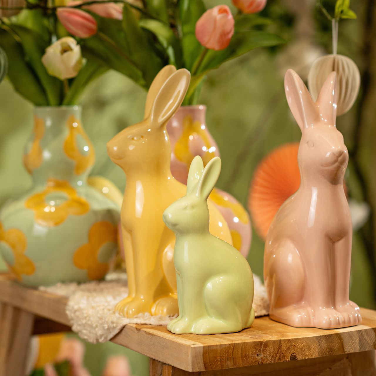 Lapin en céramique jaune (L/H/P) 13x25x8cm Kunst, Kunsthandwerk