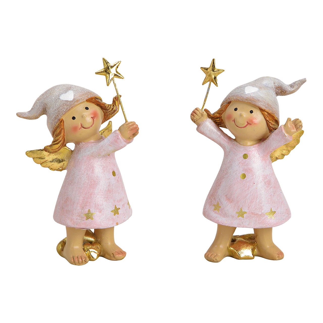 Engel met glitter van poly roze/roze 2-voudig, (B/H/D) 5x9x4cm Engel met glitter van poly roze/roze 2-voudig, (B/H/D) 5x9x4cm