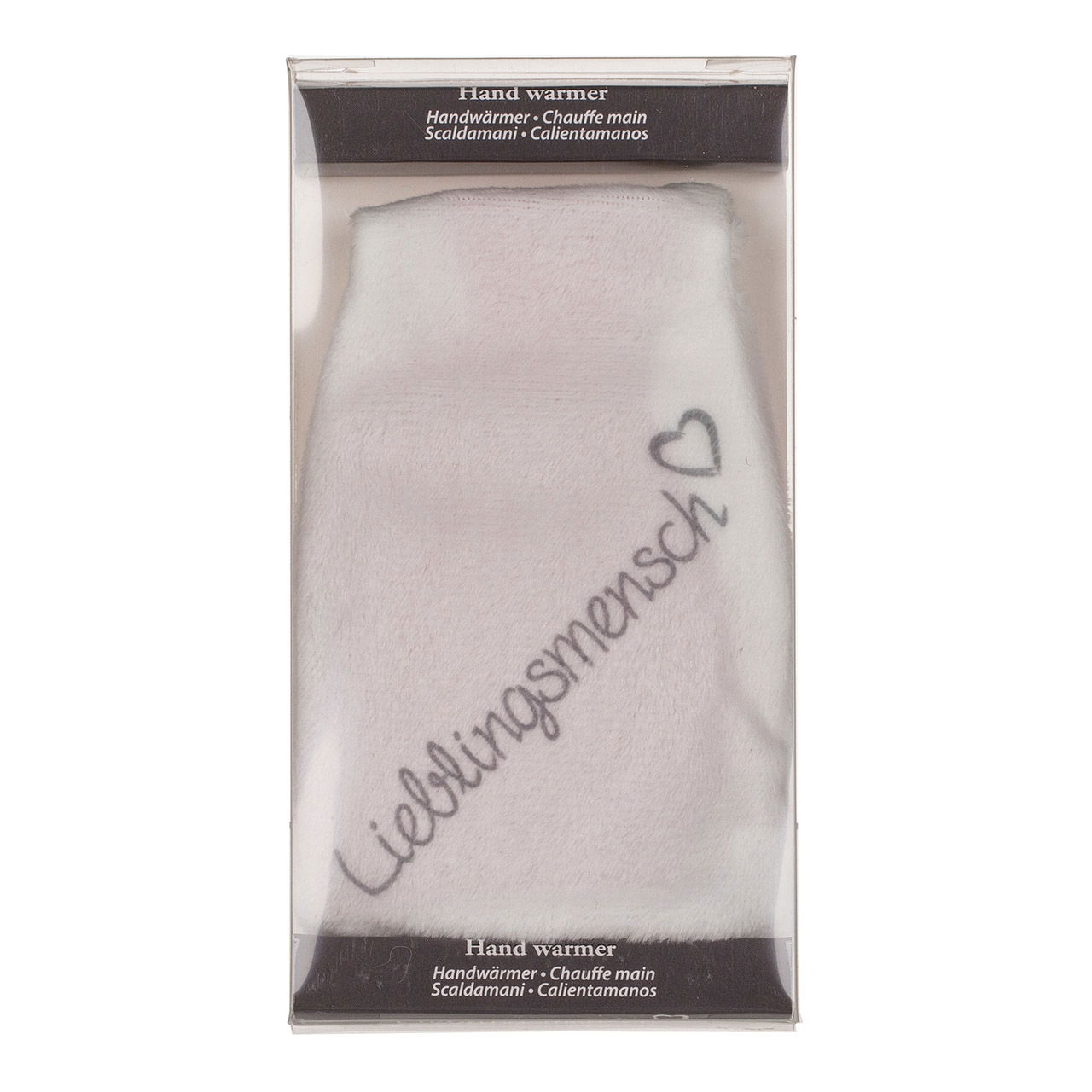Taschenwärmer Lieblingsmensch, mit Fleeceüberzug Grau, weiß 2-fach, (B/H/T) 11x7x1cm