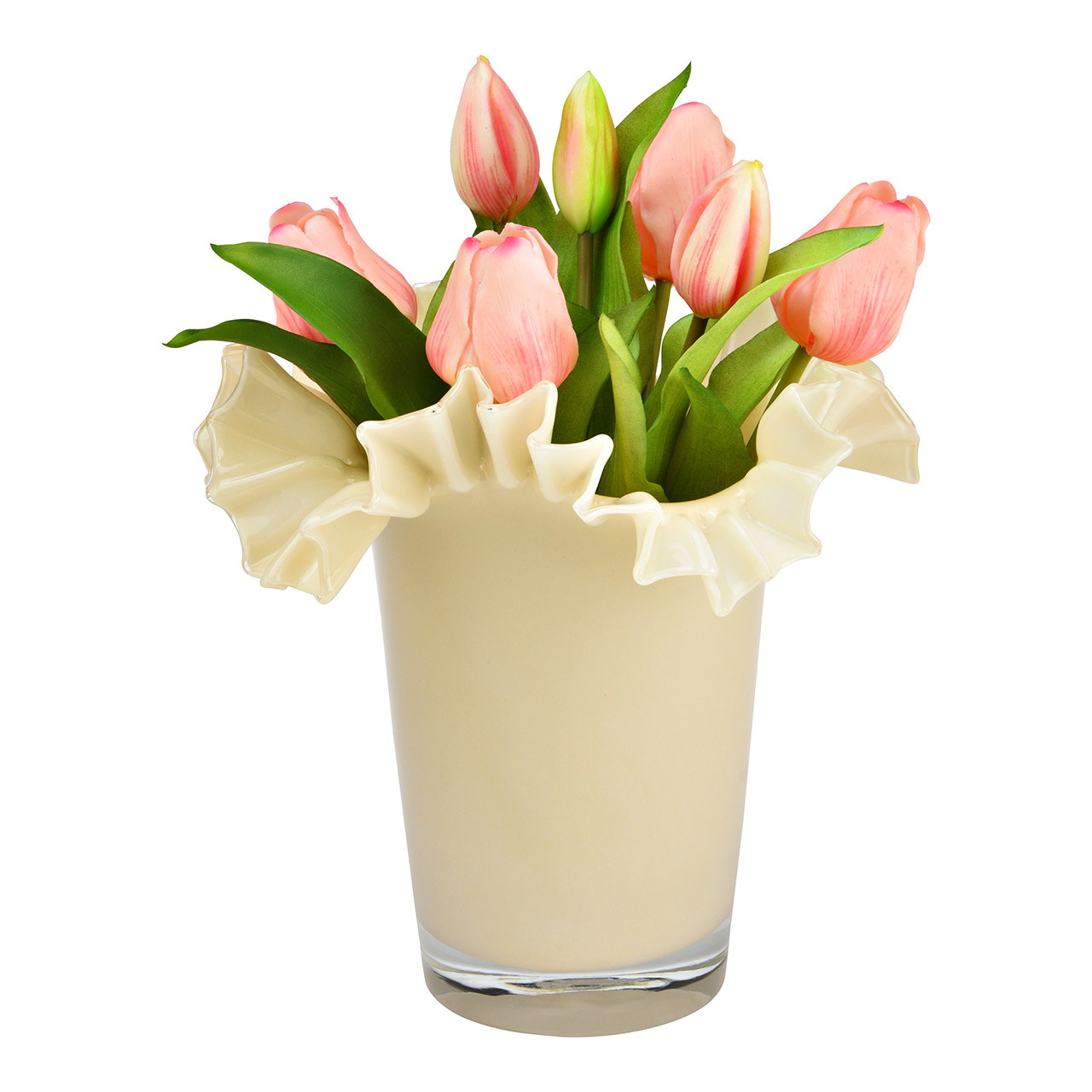 Glass vase, cream (W/H/D) 21x20x21cm | 10045395