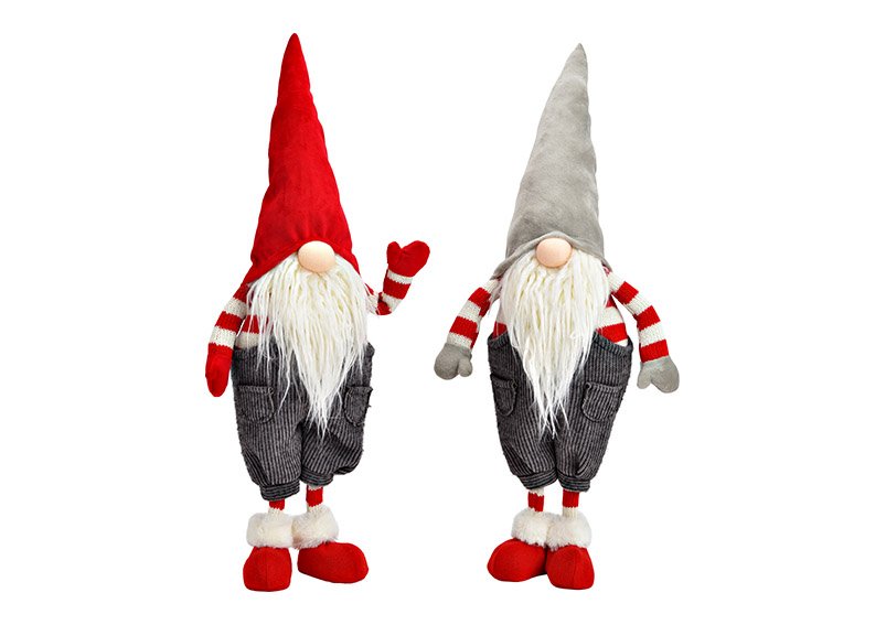 Gnome of textile red, grey 2-fold, (W/H/D) 18x60x13cm