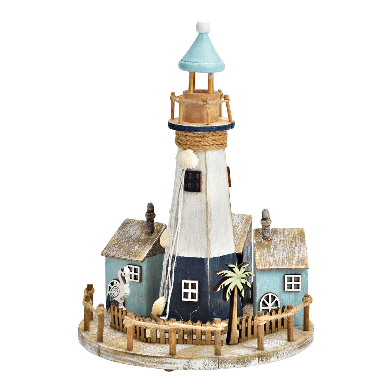 Wooden lighthouse stand (W/H/D) 16x22x16cm