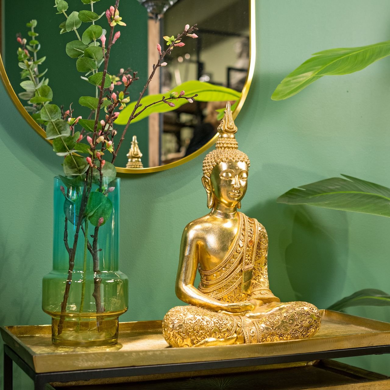 Buddha aus Poly Gold (B/H/T) 26x35x13cm