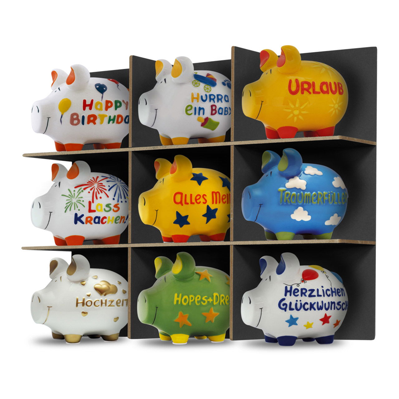 KCG BEST OF DISPLAY Insert pour porc moyen en bois noir Spielzeug, Sparschwein