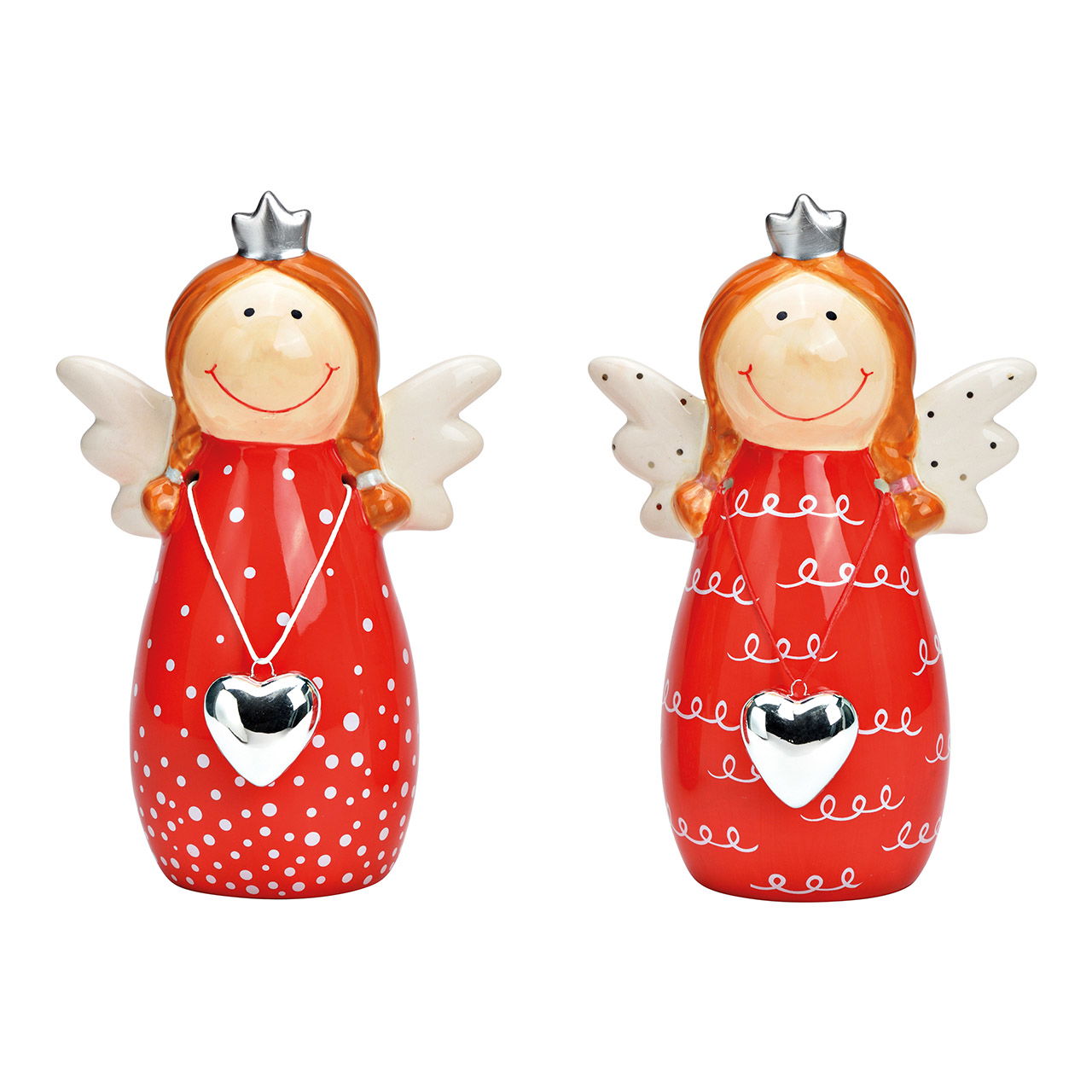 Ceramic angel red 2-fold, (W/H/D) 13x20x8cm