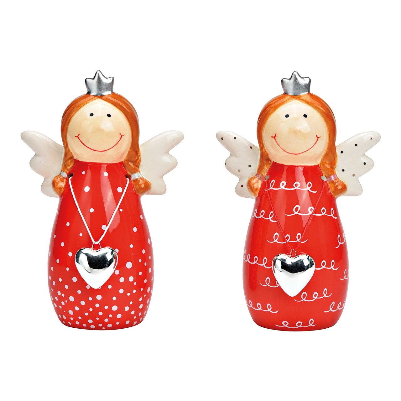 Engel aus Keramik rot 2-fach, (B/H/T) 13x20x8cm Engel aus Keramik rot 2-fach, (B/H/T) 13x20x8cm