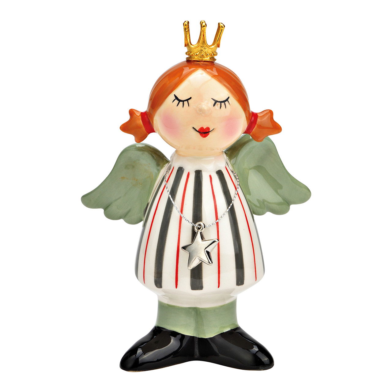 Ángel de cerámica verde, gris (A/A/P) 11x16x6cm Ángel de cerámica verde, gris (A/A/P) 11x16x6cm