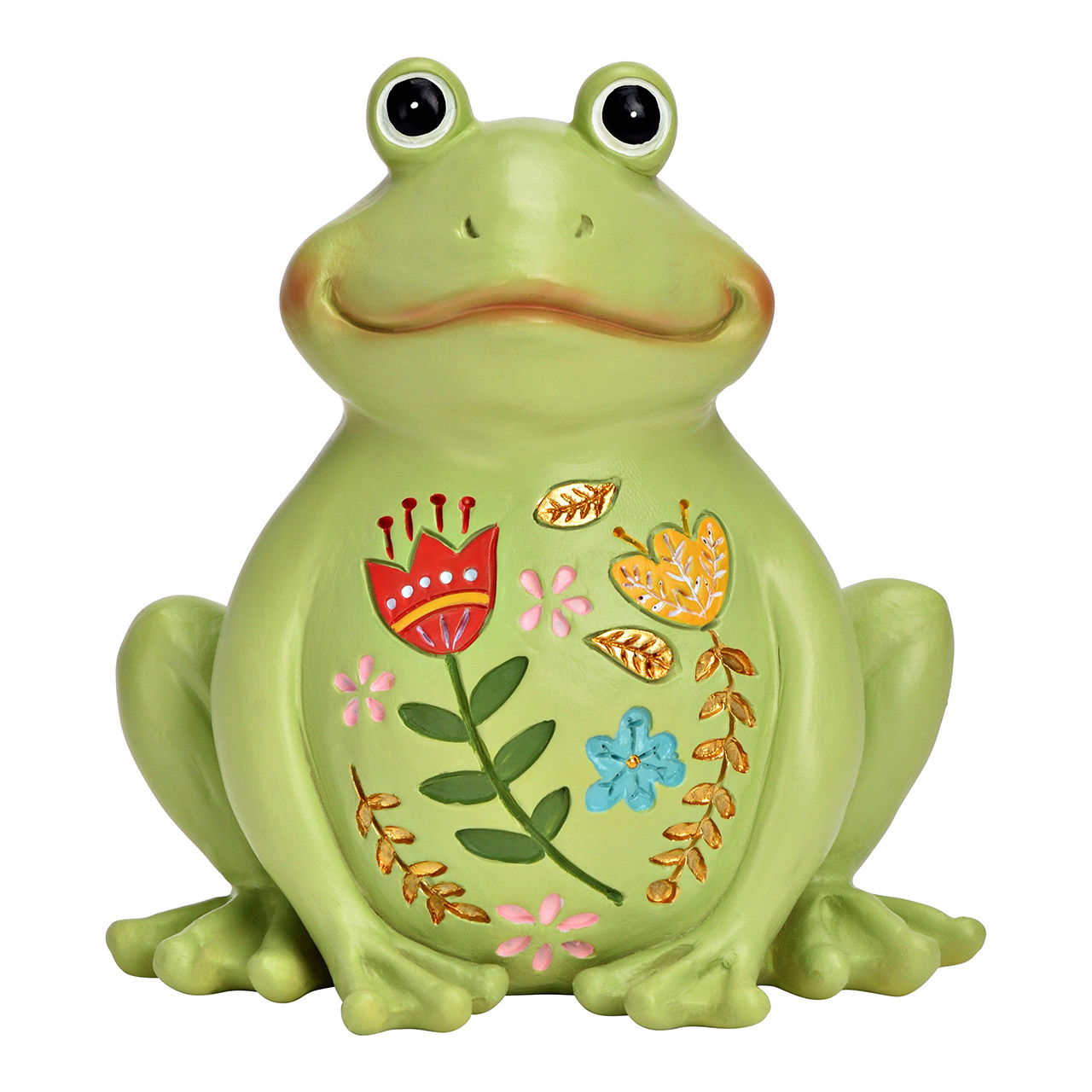 Frosch Blumen Dekor aus Poly, Grün (B/H/T) 13x13x9cm Frosch Blumen Dekor aus Poly, Grün (B/H/T) 13x13x9cm