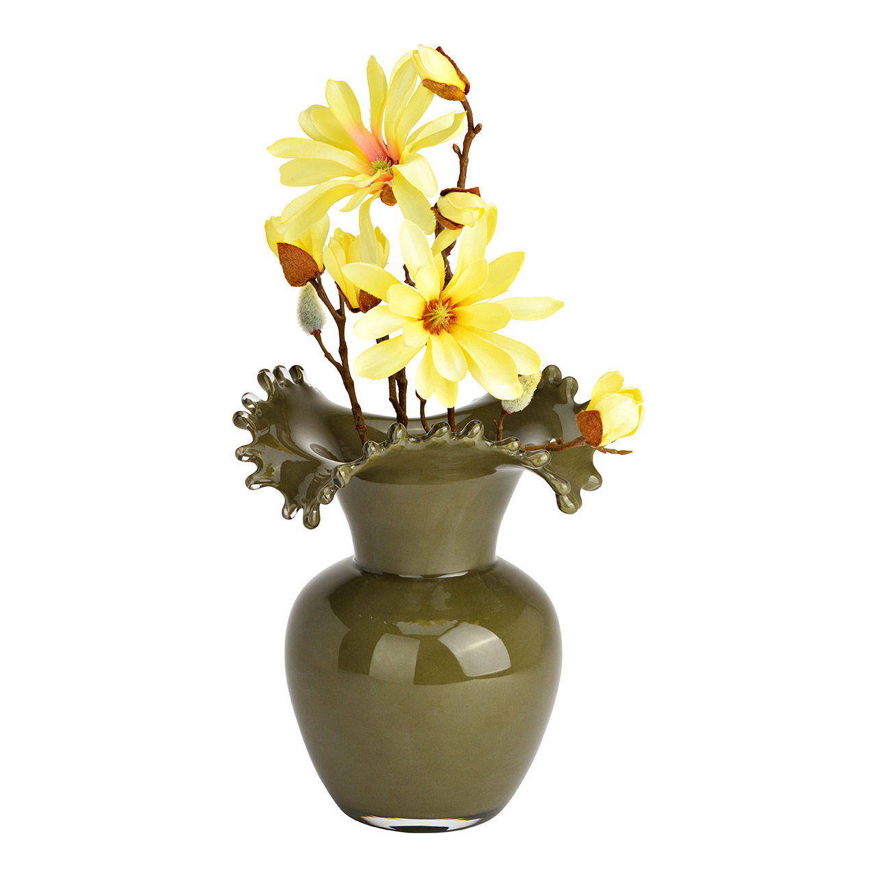 Vaso de vidro, verde (L/A/P) 20x24x20 cm Blumen-Arrangement, Pflanze, Glas, Töpferei, Vase