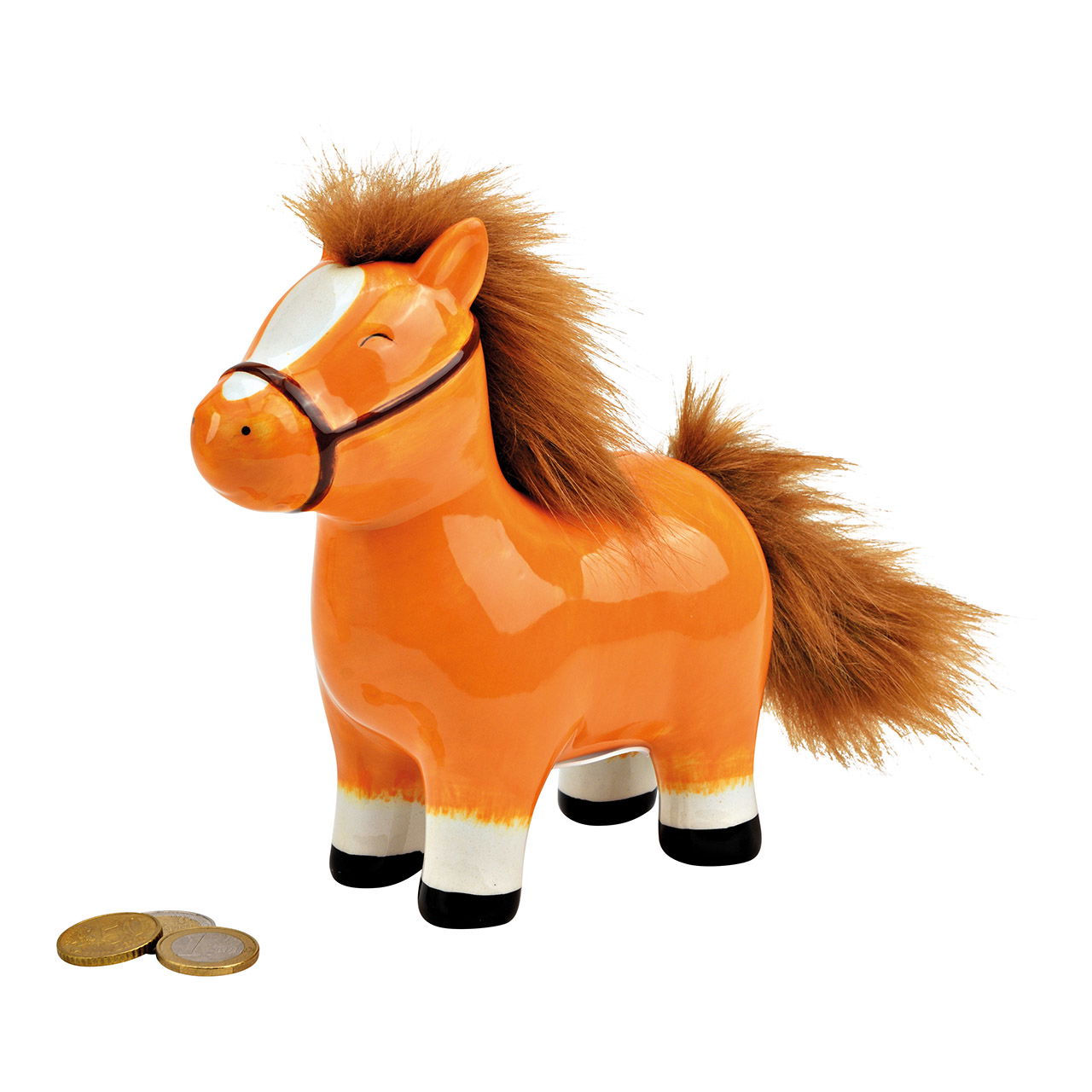 Ceramic money box horse brown (W/H/D) 16x17x7cm