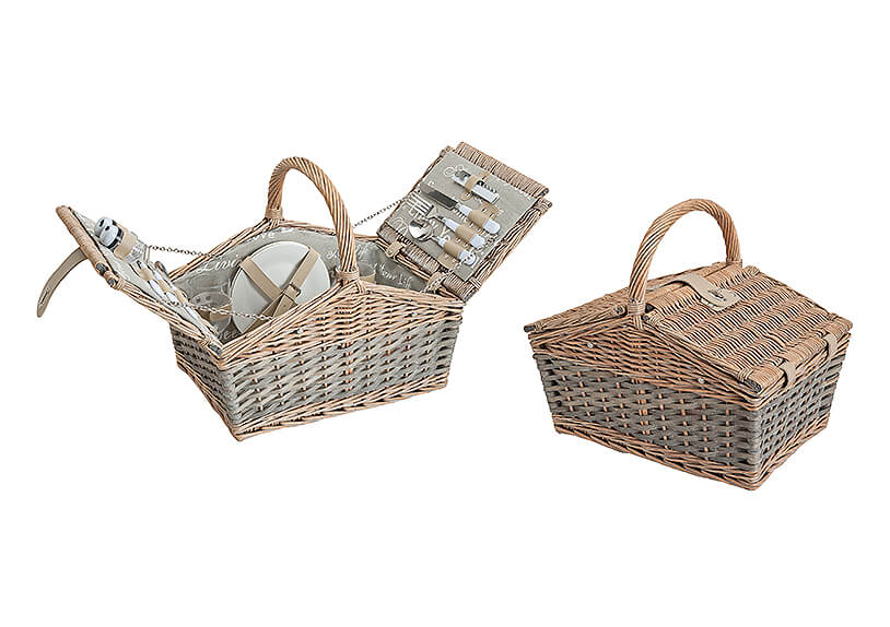 Picknick basket 2 person wicker 14 pcs. 40x27x35 cm