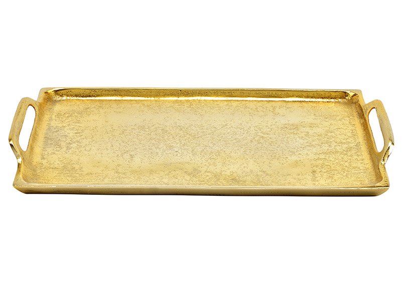 Dienblad met handvat van metaal goud (w/h/d) 30x2,5x18cm