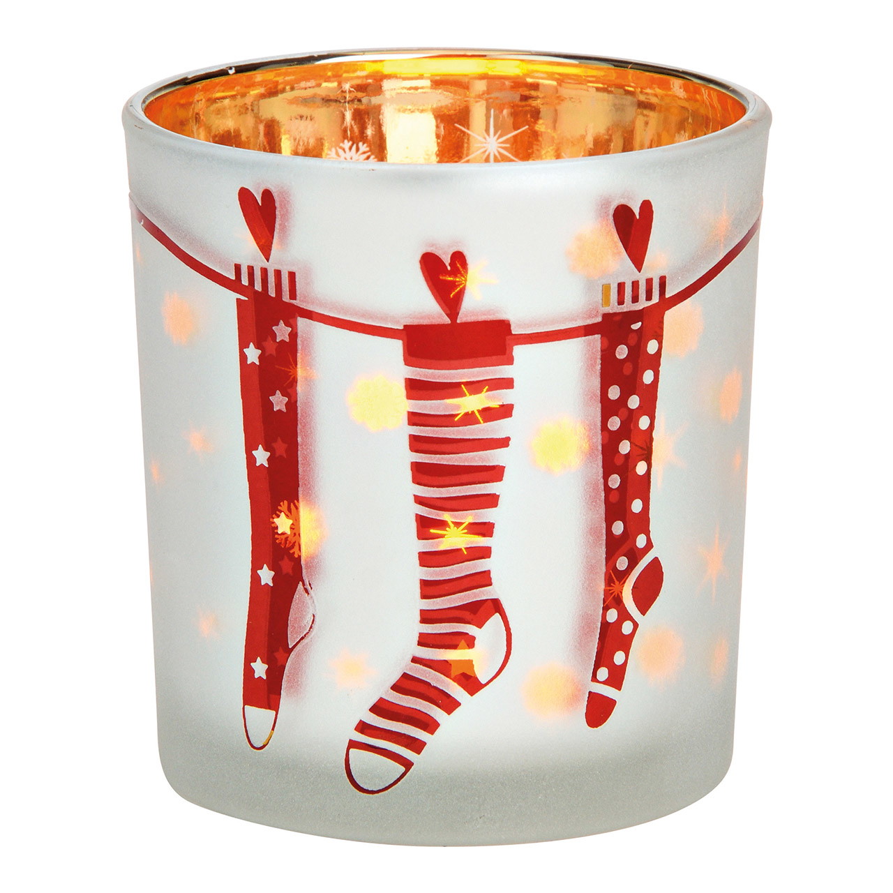 Windlicht Weihnachtsstrumpf aus Glas weiß (B/H/T) 7x8x7cm Windlicht Weihnachtsstrumpf aus Glas weiß (B/H/T) 7x8x7cm