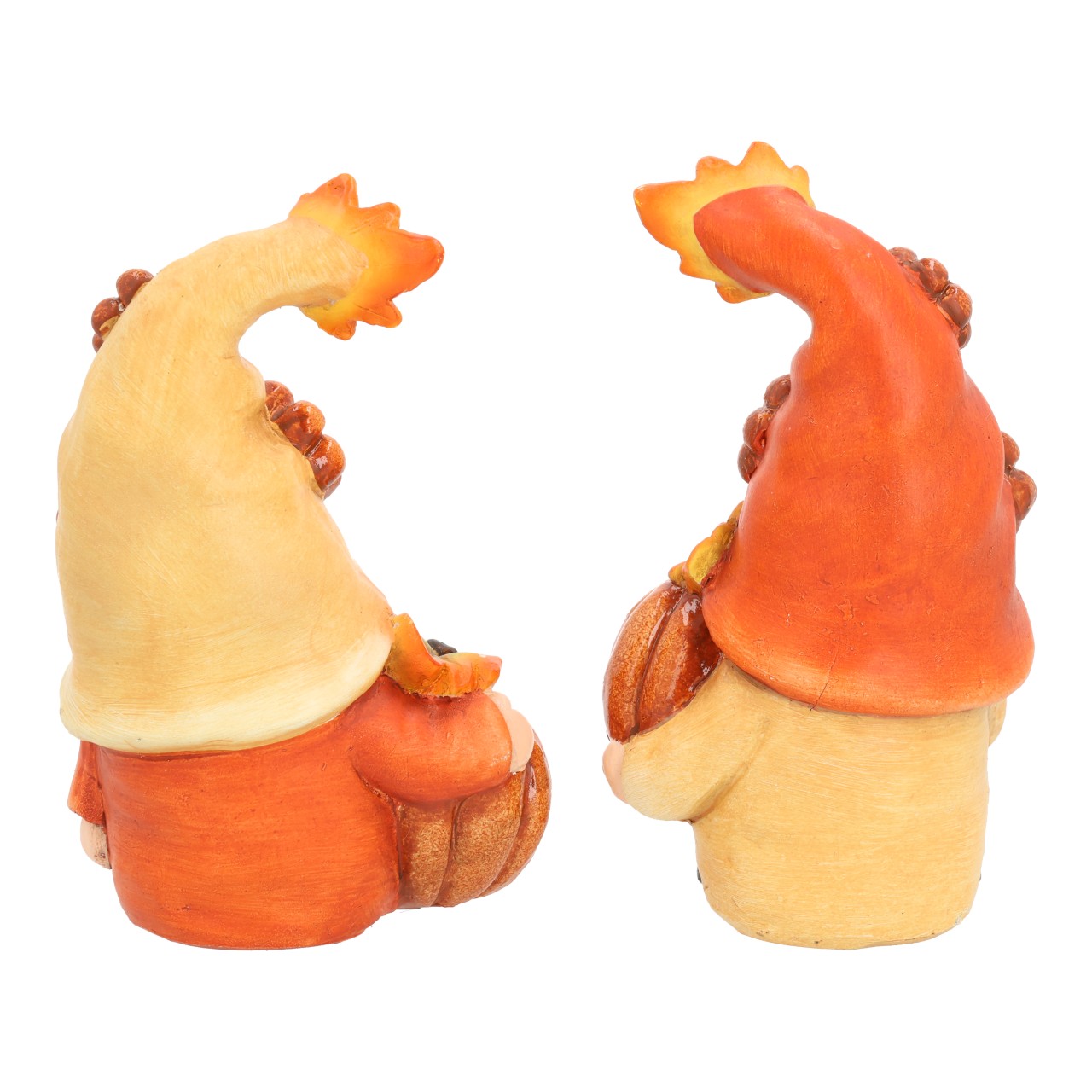 Wichtel mit LED Kürbis aus Polyester Orange 2-fach sortiert (B/H/T) 10x17x8cm