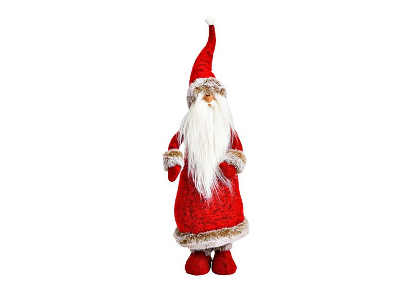Babbo Natale di poli/tessuto rosso (w/h/d) 18x51x10cm