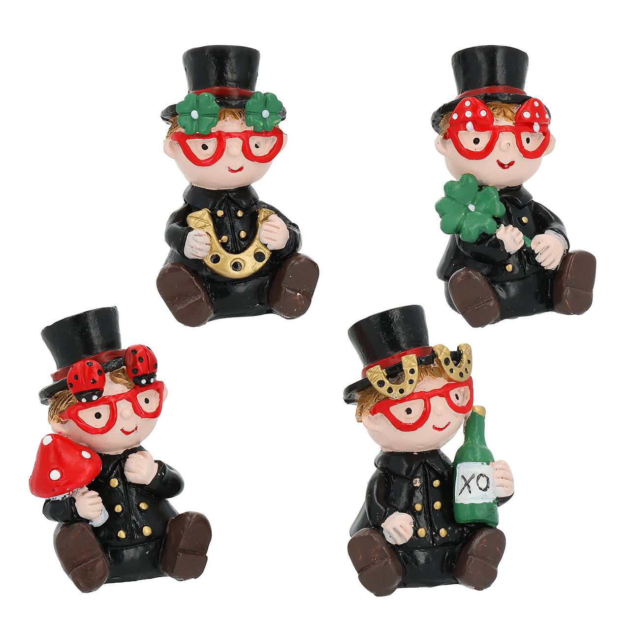 Bonhomme de bonheur en poly Coloré 4 fois (L/H/P) 4x6x4cm Figur, Person