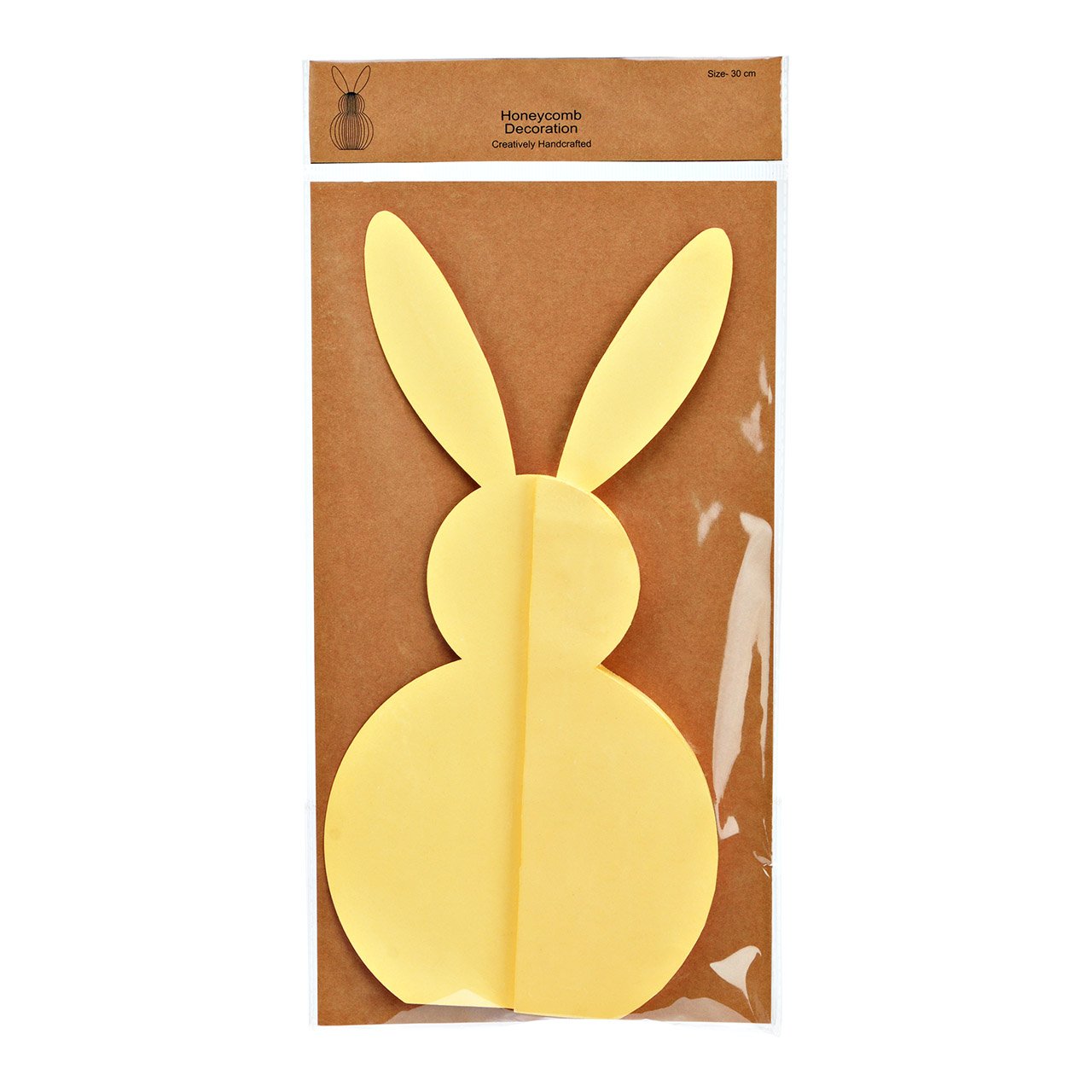 Honeycomb bunny made of paper/cardboard yellow (W/H/D) 16x30x16cm