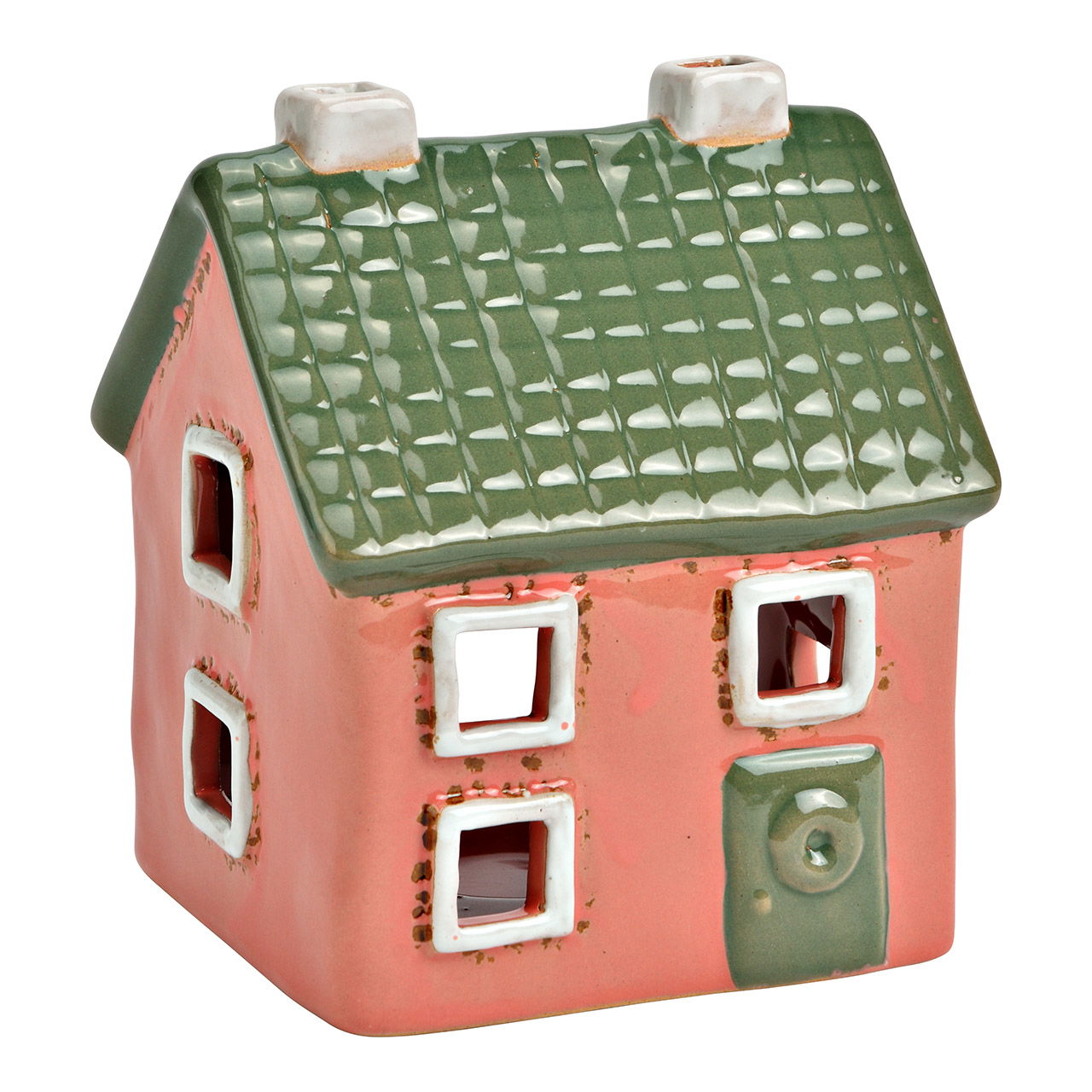 Photophore Maison en faïence, rose/vert (L/H/P) 12x14x11cm Postfach, Essen, Süßigkeiten