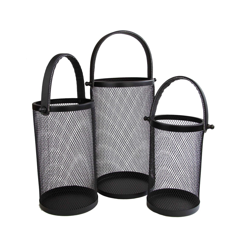 Laternenset, Metall, 20x36 / 18x30 / 15x26cm, 3 Stck./ Set, schwarz, EAN 18x30cm: 4065557001227 EAN 15x26cm: 4065557001661 Korb, Zubehör, Tasche, Handtasche