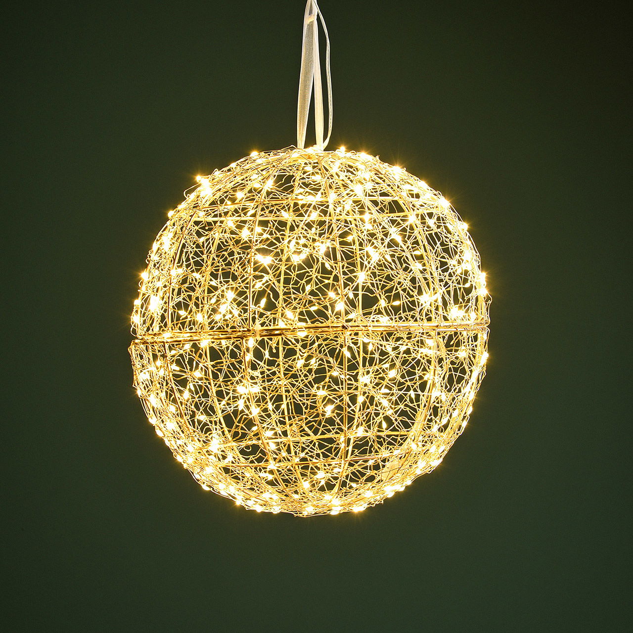 Lichterkugel 400er Micro LED aus Metall/Kunststoff, Warmweiß Ø30cm mit 6/18 Timer, IP 44, Kabel 5m für Indoor/Outdoor Sphäre, Adapter, Elektronik
