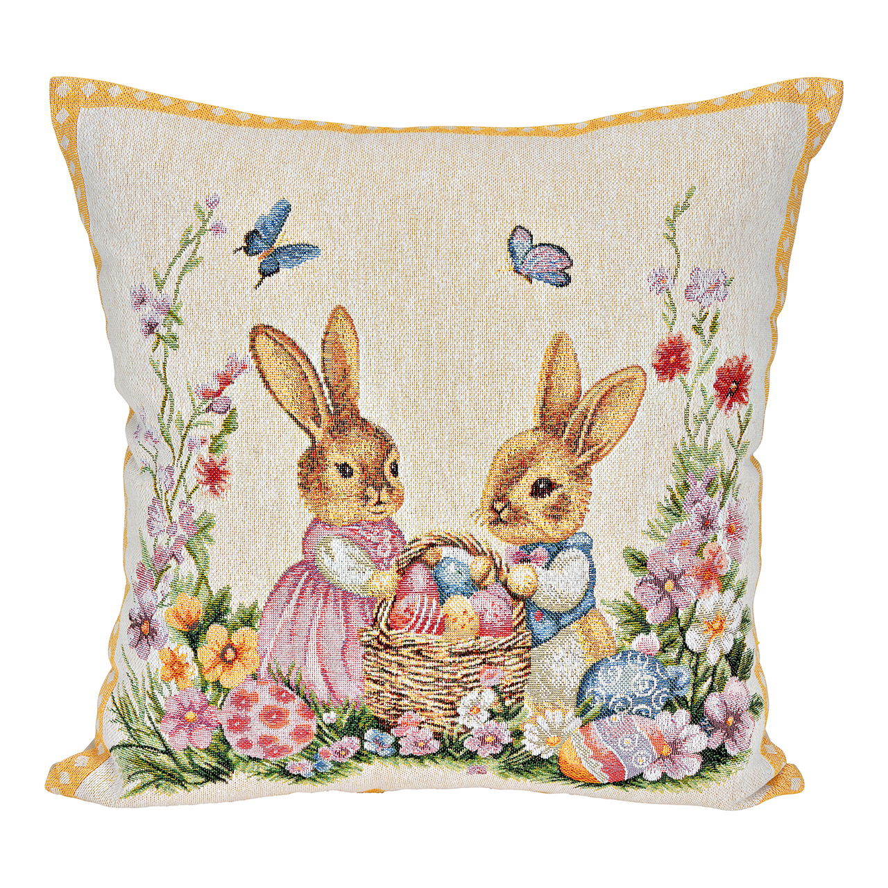 Textiel kussenhoes, konijnen, geel (B/H) 45x45cm met rits Kissen, Dekoration für Zuhause, Muster