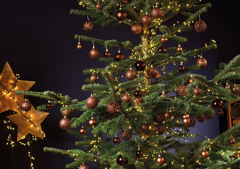 Set di palline di Natale in plastica marrone set da 50, (L/H/D) 23x18x12cm Ø 3/4/6 cm