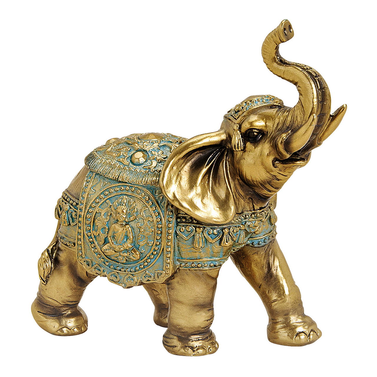 Elefant aus Poly Gold (B/H/T) 15x16x7cm Elefant aus Poly Gold (B/H/T) 15x16x7cm