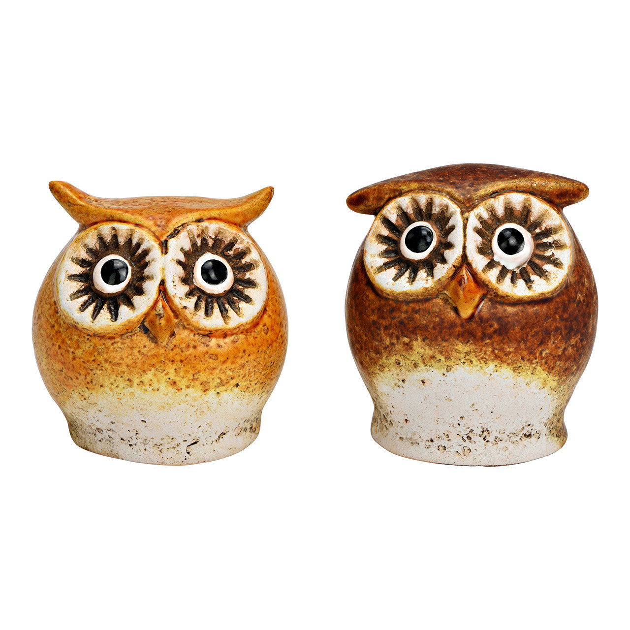 Figurine Hibou en faïence, 2 fois, marron (L/H/P) 7x8x6cm Figurine Hibou en faïence, 2 fois, marron (L/H/P) 7x8x6cm