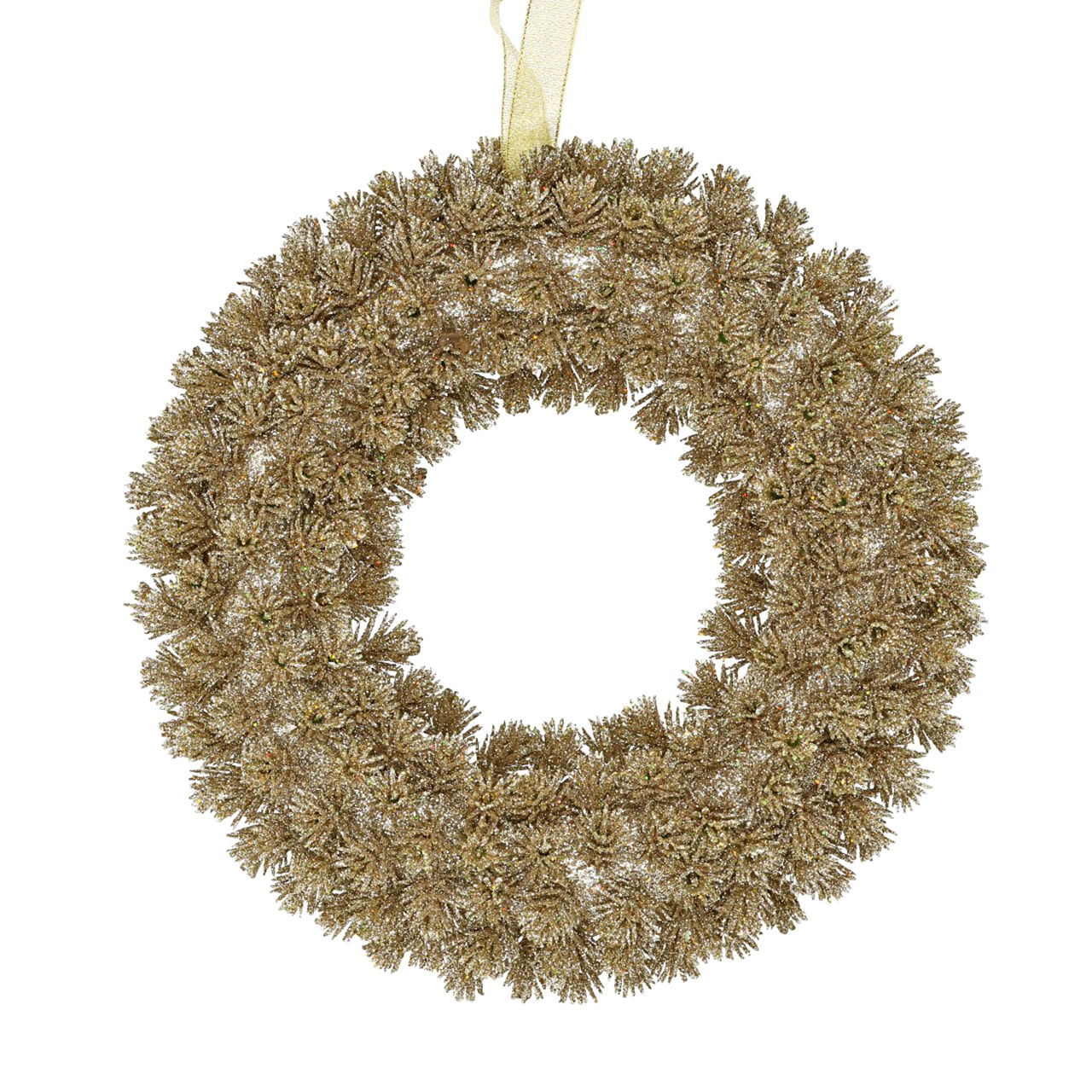 Hangende kerstkrans van goudkleurig plastic (B/H/D) 30x30x6cm Hangende kerstkrans van goudkleurig plastic (B/H/D) 30x30x6cm