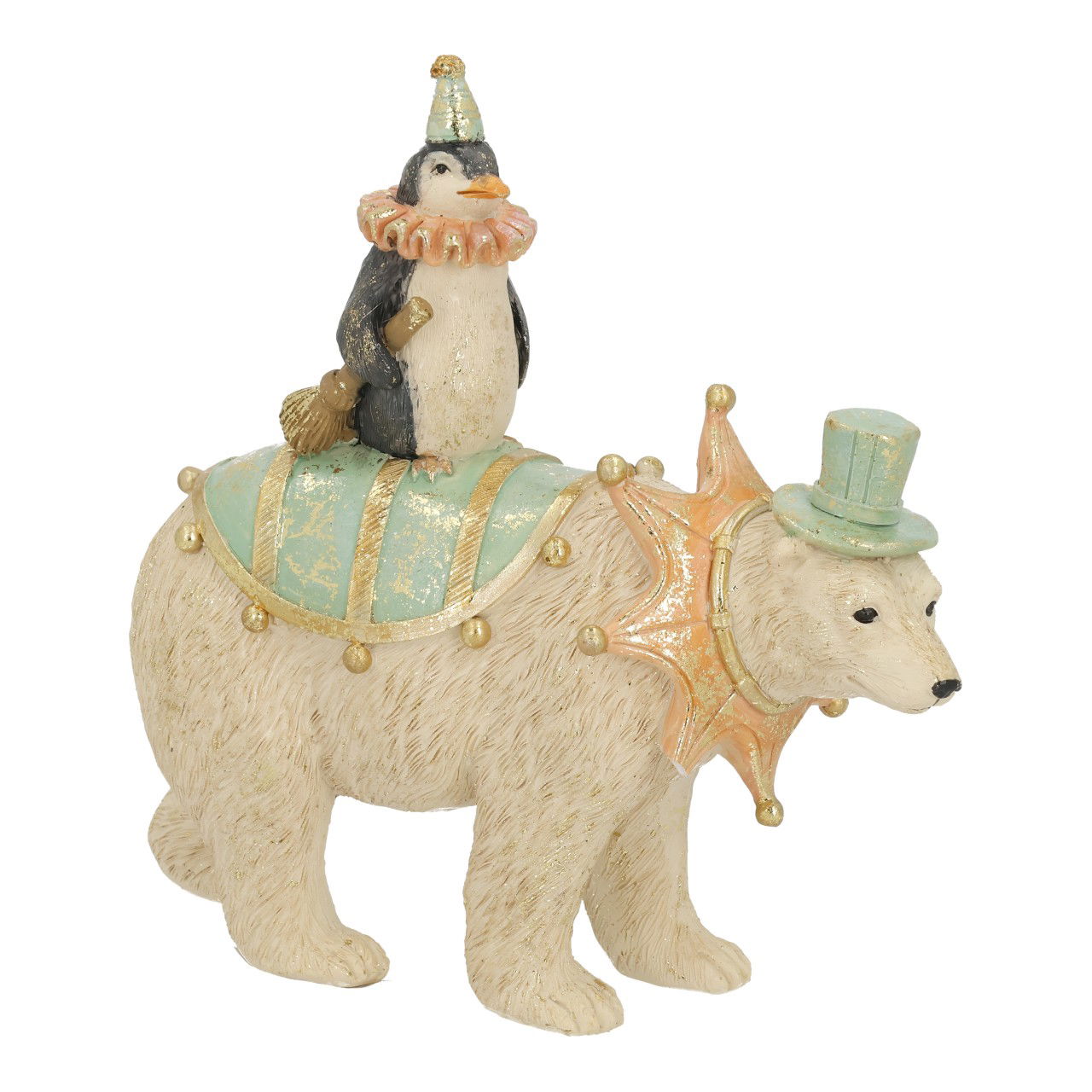 Zirkus Bär aus Poly Champagner (B/H/T) 15.5x15x6cm Figur, Kunst, Porzellan, Töpferei