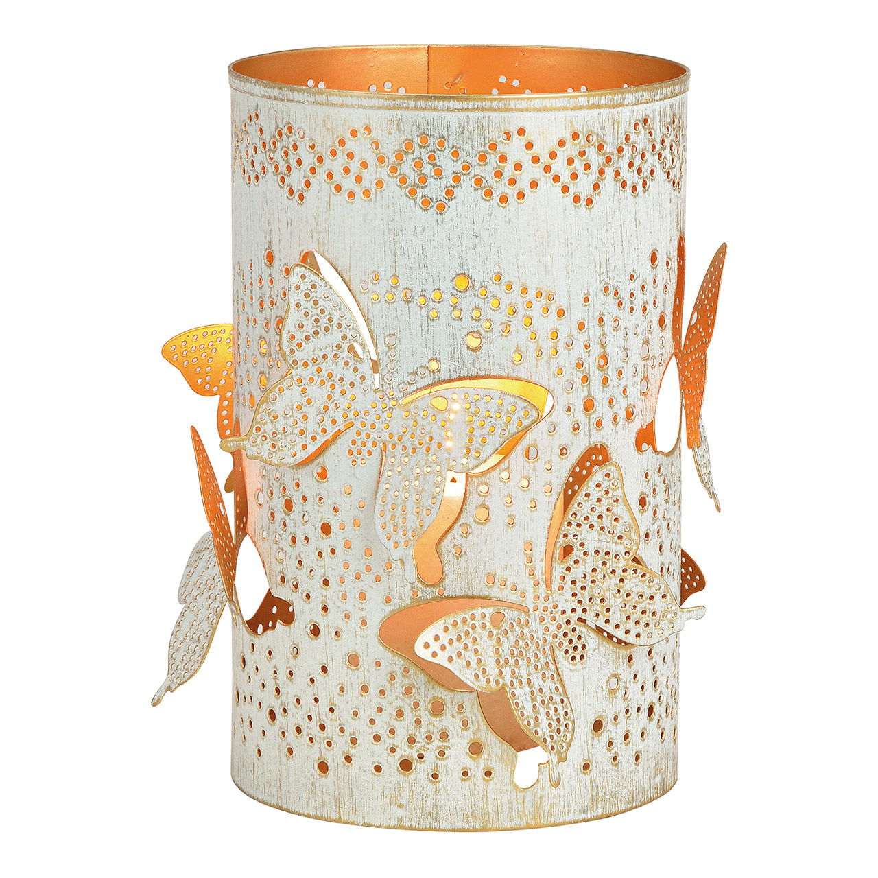 Wind light butterfly decor of metal white, gold (w/h/d) 13x20x13cm