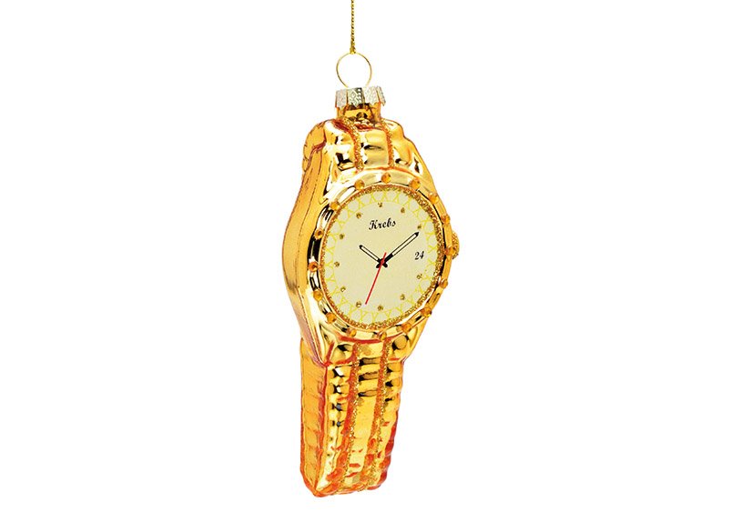 Weihnachtshänger Armbanduhr aus Glas Gold (B/H/T) 5x11x3cm